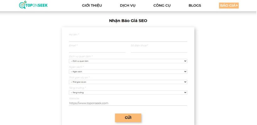 Ví dụ Landing page thu thập dữ liệu