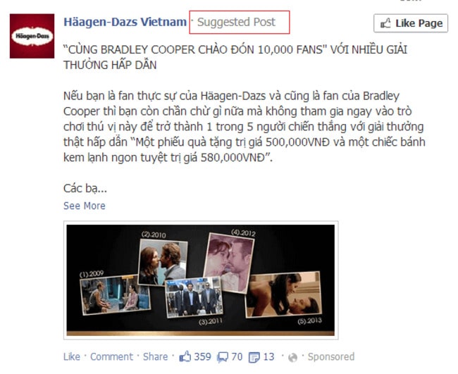 Hình thức quảng cáo Facebook Promoted Post 