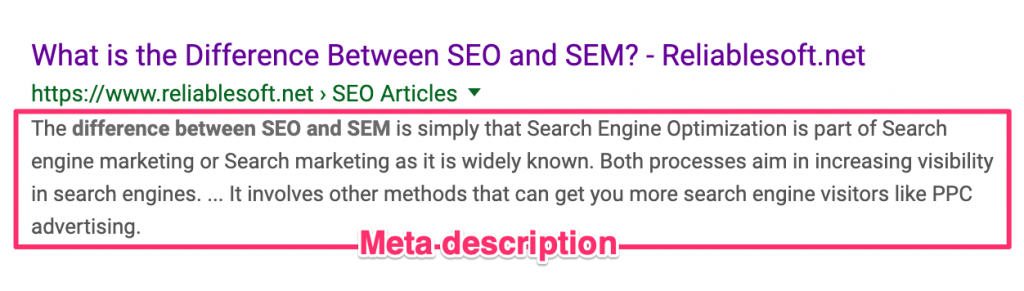 Meta Description trên SERPs