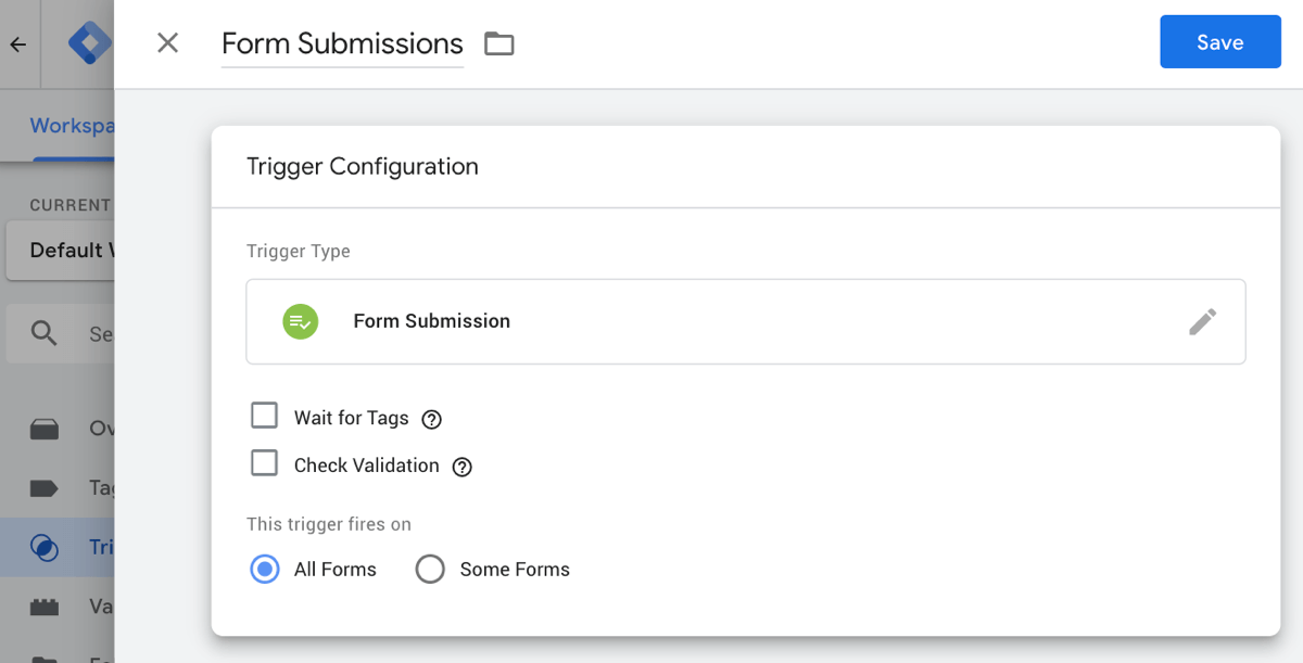 Thiết lập form trên Google tag manager