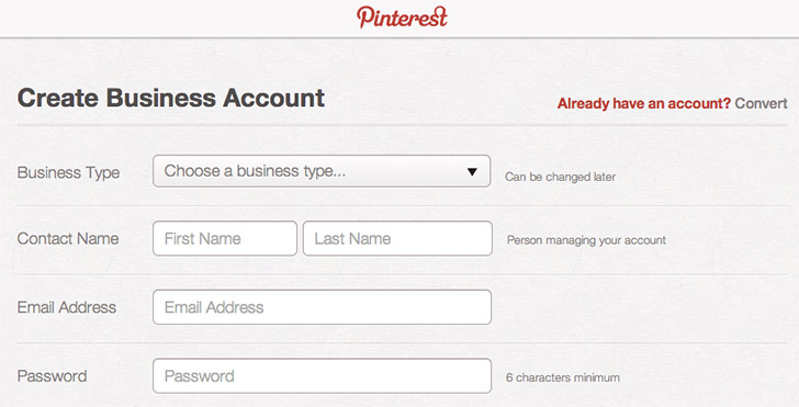 vai trò của pinterest: business account