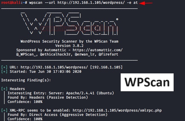 Giao diện công cụ WPScan 