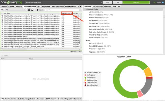 Response codes Screaming Frog SEO Spider Tool 2