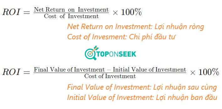 ROI được tính bằng lợi nhuận ròng trong một thời gian nhất định chia cho chi phí đầu tư