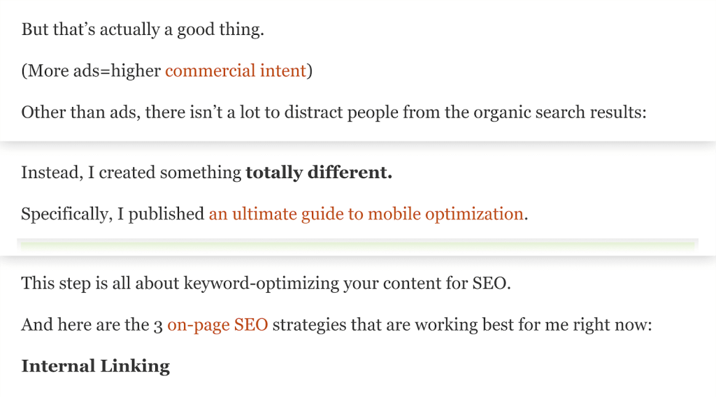 SEO content - internal link