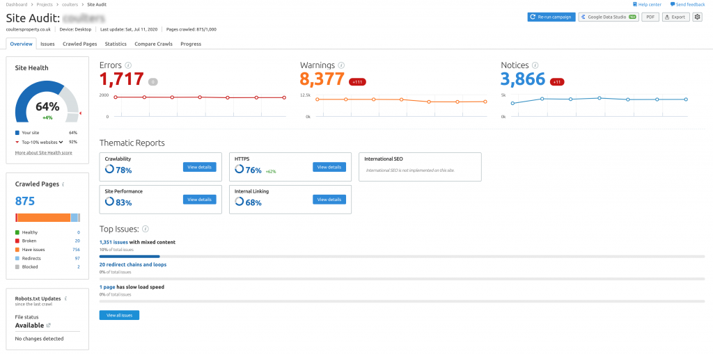 làm SEO website bằng Site Audit