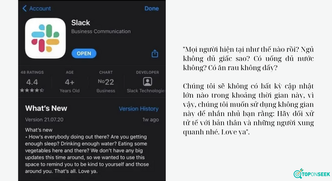 Lời nhắn nhủ đáng yêu của Slack