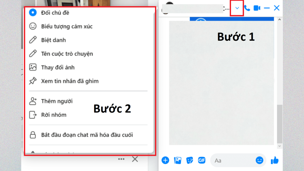 Quản lý nhóm trong giao diện Messenger trên máy tính