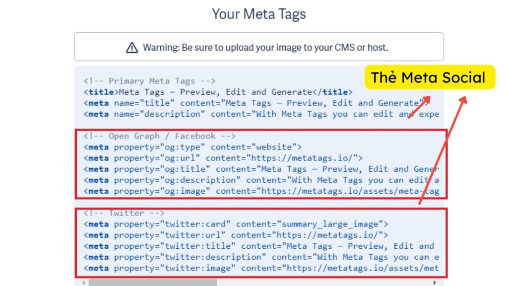 Thẻ Meta Social Media trong html