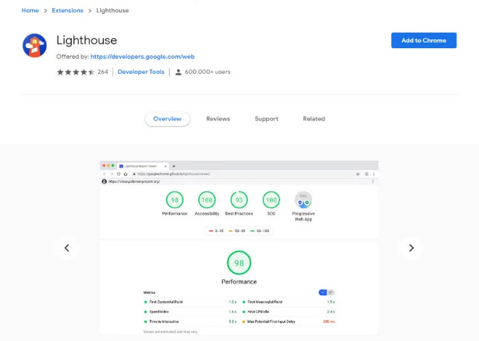 Thêm Google Lighthouse vào tiện ích Chrome