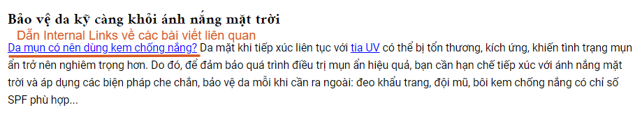 Dẫn Internal link về các bài viết liên quan