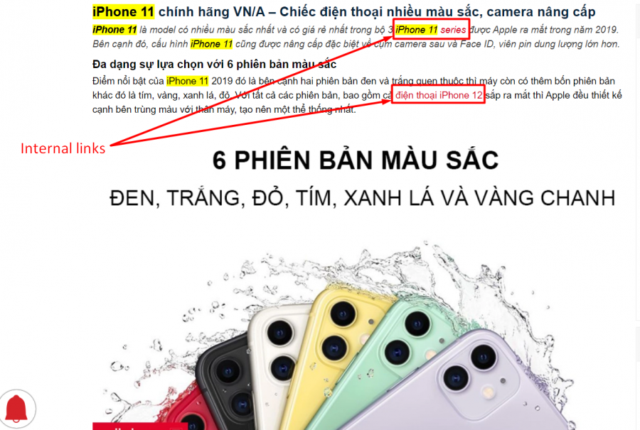 Chèn Internal link đến các bài viết hoặc các trang liên quan cùng chủ đề