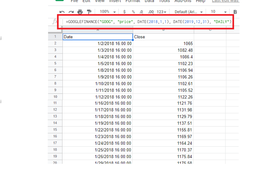 google finance sheet